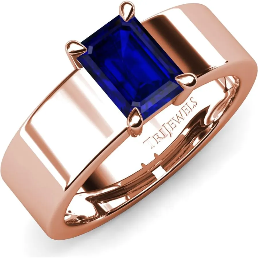 0.95-1.40 ct Emerald cut Lab Grown Ruby, Sapphire, Emerald Engagement Ring