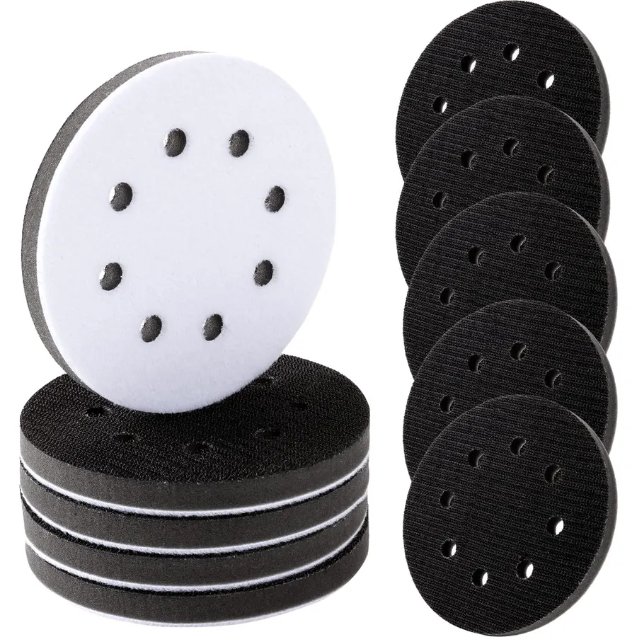 10 Pack 5 Inch 8 Holes Foam Sanding Pads for Orbital Sander