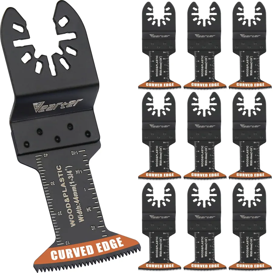 10PCS 1-3/4'' HCS Oscillating Tool Blade, Curved Edge for Wood