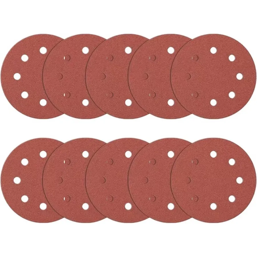10pcs 7 Inch Sanding Disc 8 Holes Sandpaper Pads Set Hook and Loop 40-1000 Grit Flocking(10pcs 150 Grit)