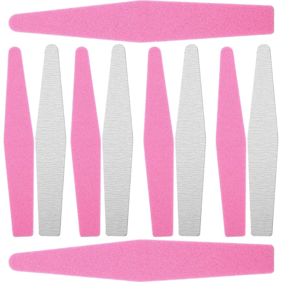 10pcs Pink Sponge Nail Buffer Files 100/180 Grit Dual-Sided Design