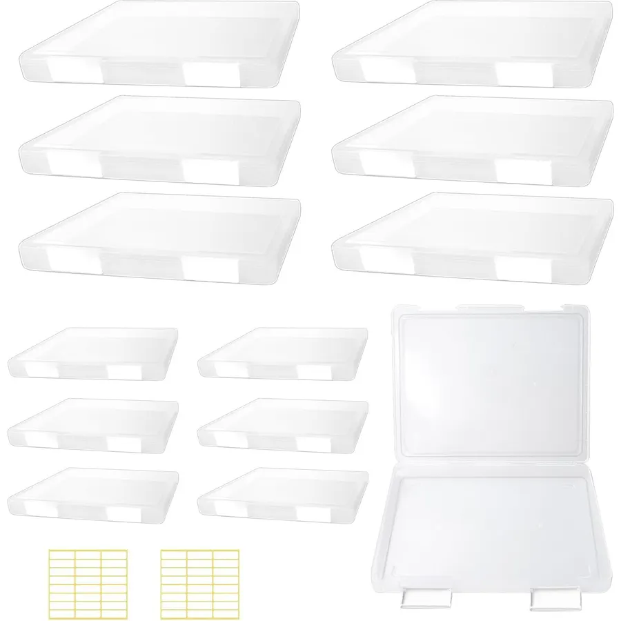 12 Pcs Clear Paper Storage Box, White, 12.4 x 9.84 x 1.18 Inches