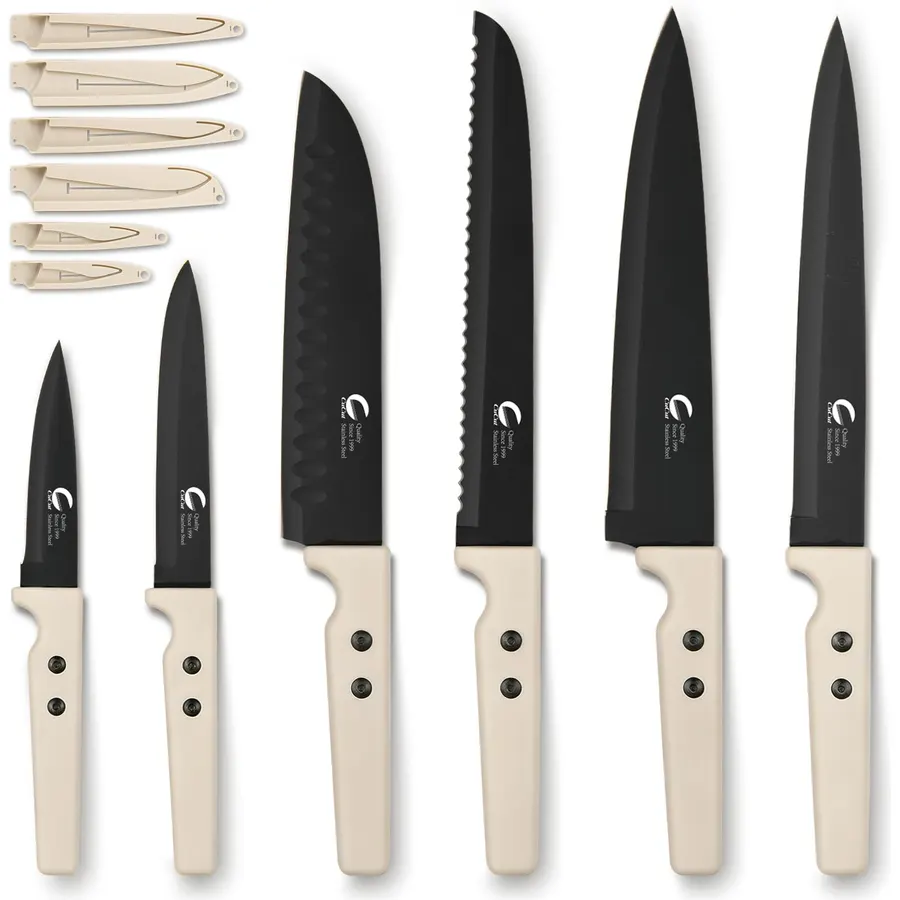 129-8 Stainless Steel Damascus Knife Set 8 pcs, Kitchen Knife Set with Leather Roll Case Bag High Carbon Ultra Sharp Knife for Kitchen, Professional Chef Knife Set with Bag 129 (8)