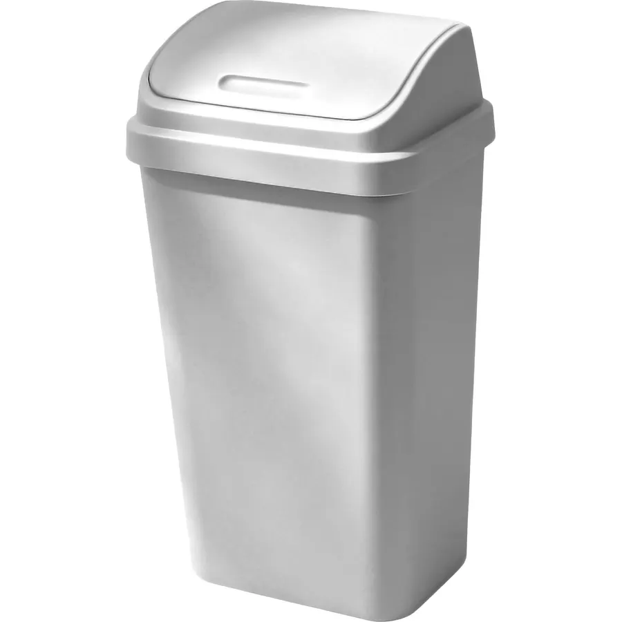 Rubbermaid Spring Top Trash Can with Lid 13 Gallon Gray Plastic Garbage Bin for Home/Kitchen/Office/Garage