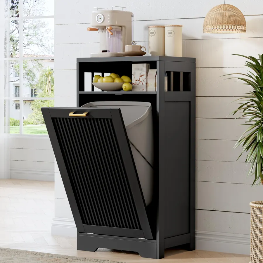 AHB 13 Gallons Tilt Out Trash Cabinet,for Kitchen Living Room, Black