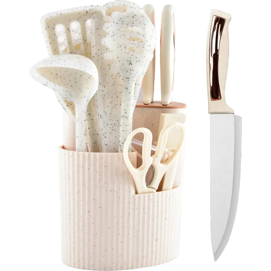 Amorston Knife Set, 15 Pieces Kitchen Knife Set with Built in Sharpener and 15 Pieces Kitchen Knife Set