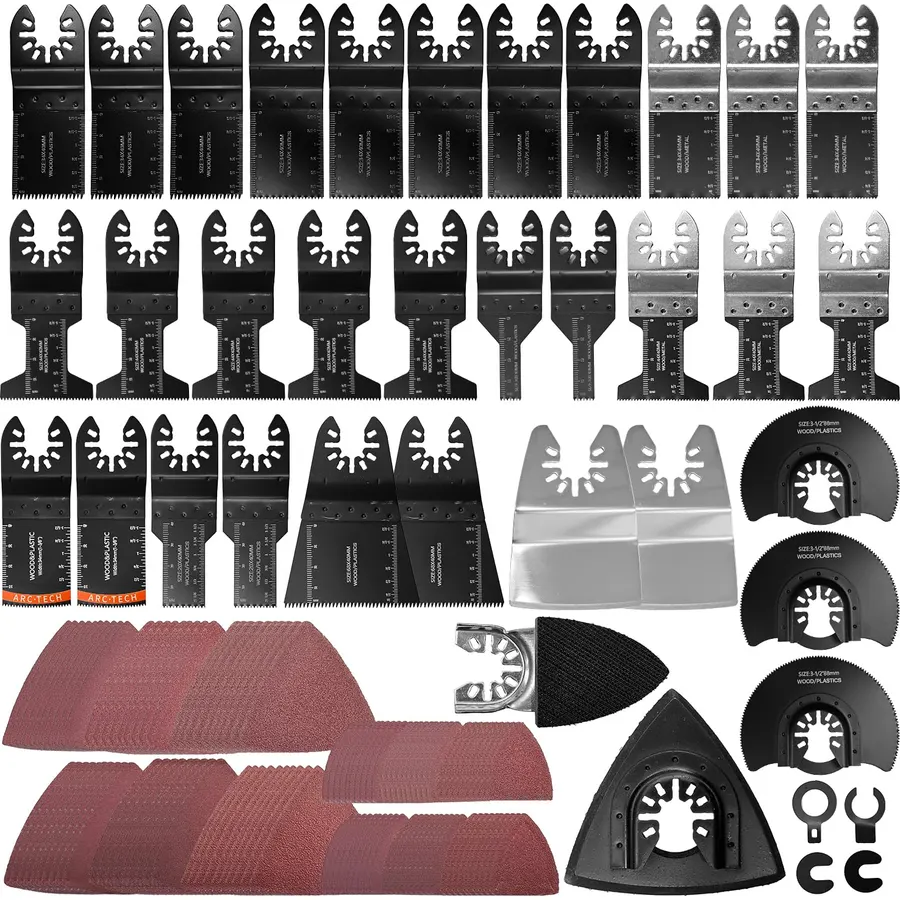 158 Pack Oscillating Saw Blades Set, Oscillating Blades with Sandpaper, Multitool Blade Kits for Wood Metal Plastics, Fit Dewalt Milwaukee Ryobi Rockwell Makita