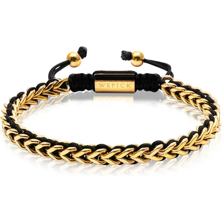 18K Gold-Plated Bracelets for Men Franco Link Chain Adjustable