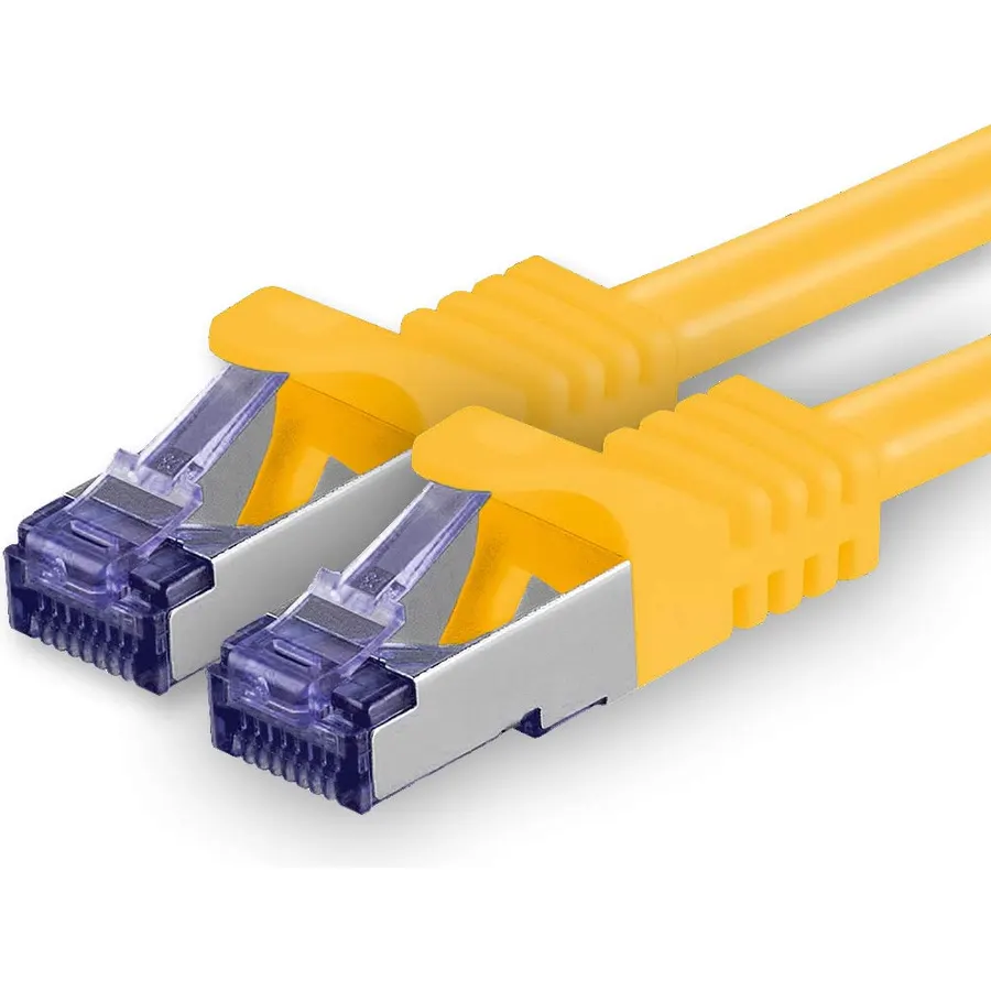 1aTTack.de Cat.7 LAN ethernet Cable 30m - Yellow - Cat7 LAN Network 10GBASE-T - 10000 Mbps (Sftp Pimf) Double Shielded patchcable RJ45 Plug Cat.6a