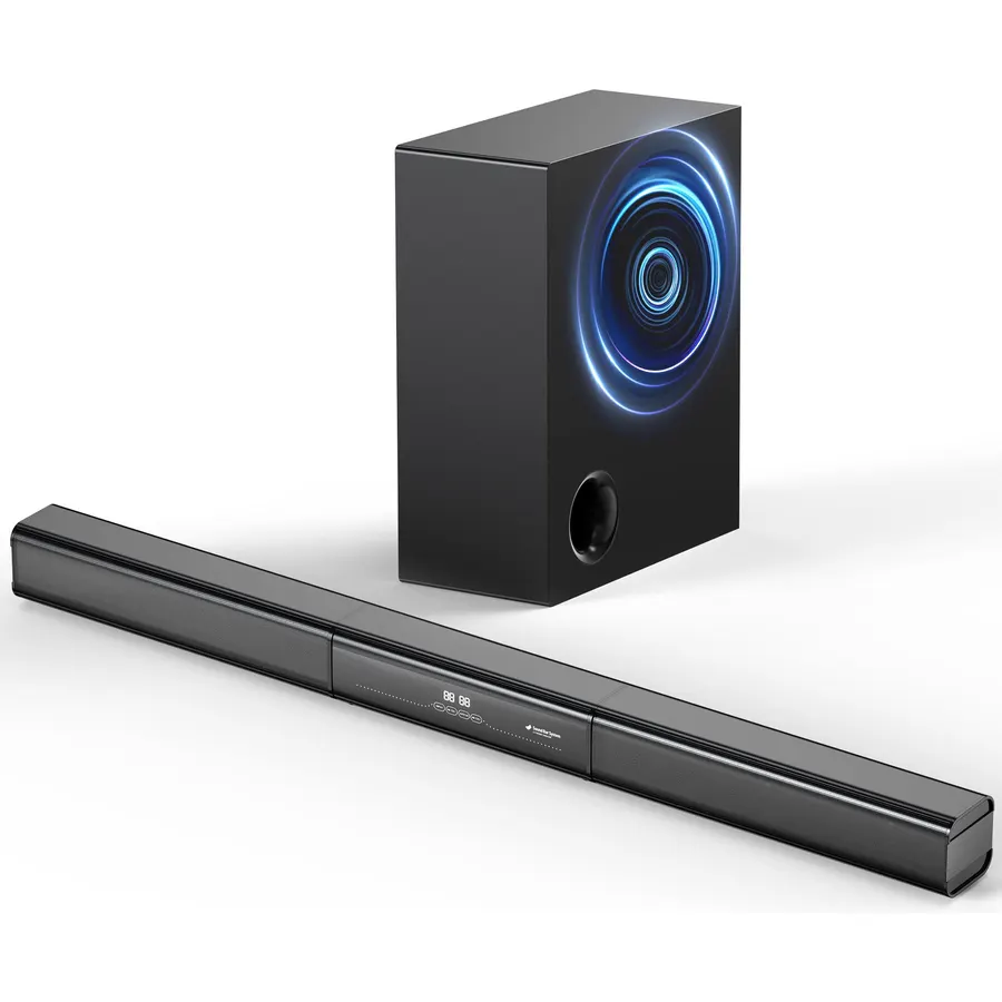 2.1 Channel Soundbar with Wired Subwoofer, 35-Inch TV Speaker