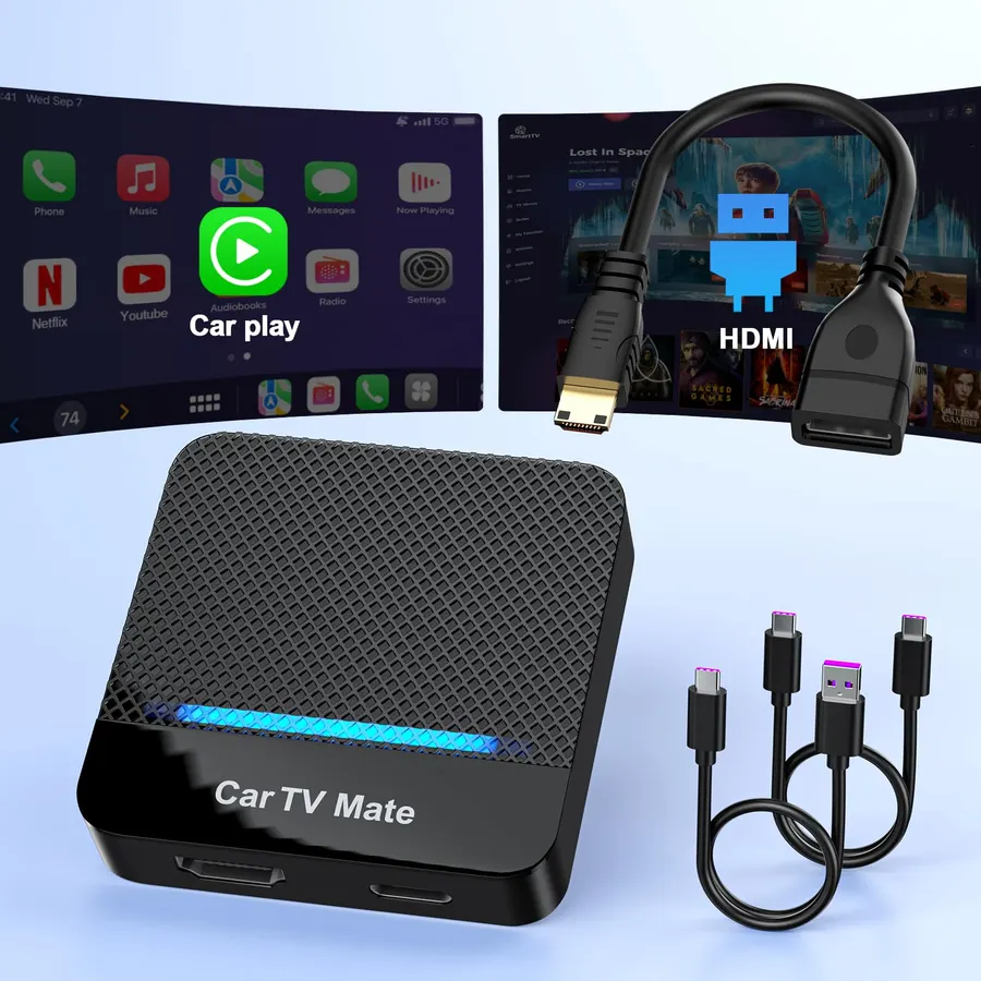 Car TV Mate Pro with Wireless Car Play Adapter, 2 in 1 HDMI Multimedia Adapter