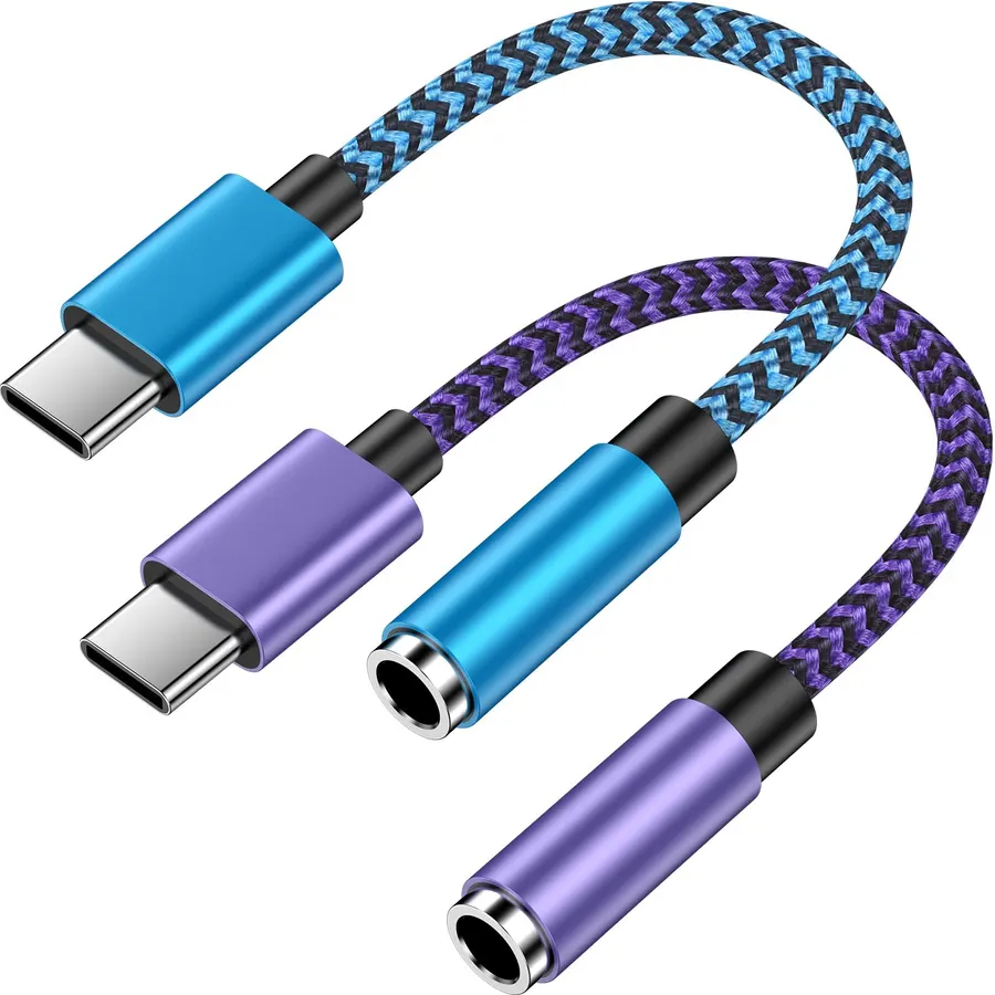 [2-Pack] USB C to 3.5mm Aux Adapter for Samsung A27/A57/A37/A17/A56/A36