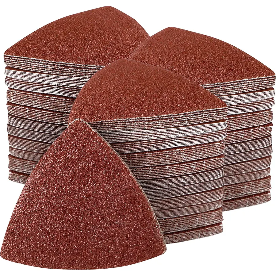 100Pcs 80mm 3-1/8 Inch Triangular Oscillating Multi Tool Sanding Pads Kit