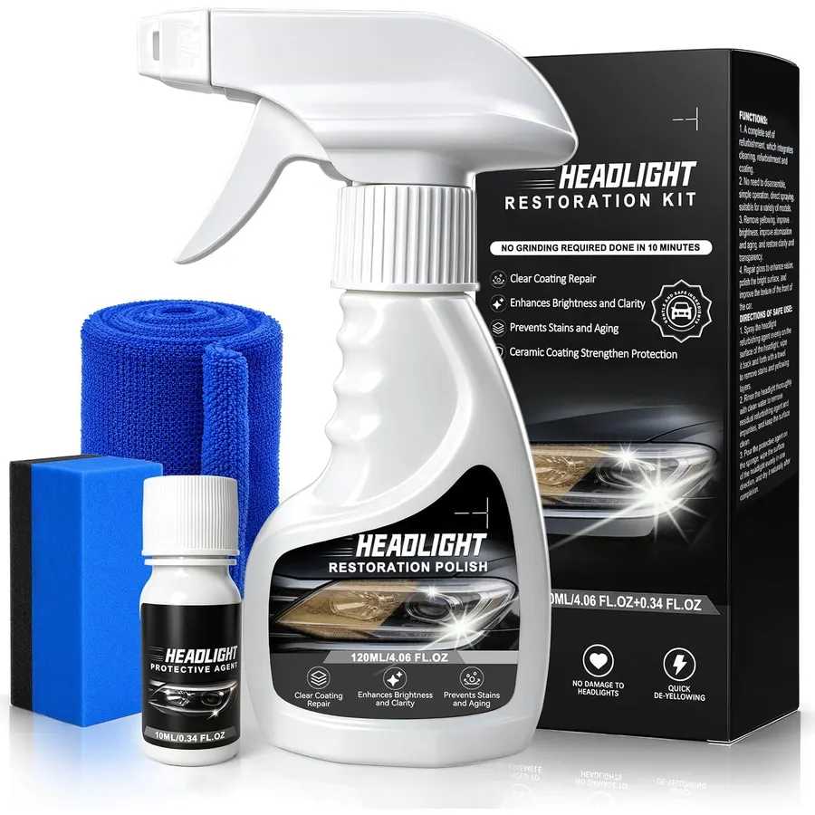 2026 New Car Headlight Restoration Kit, No Sanding Headlight Cleaner and Restorer Kit, Head Light Restoring Polish Spray Kits Quickly Remove Headlights Yellowed & Oxidized(1 Pcs)