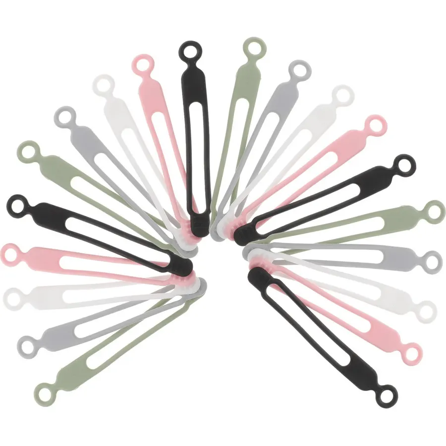 20pcs Silicone Cable Organizer Ties Adjustable Buckle Design