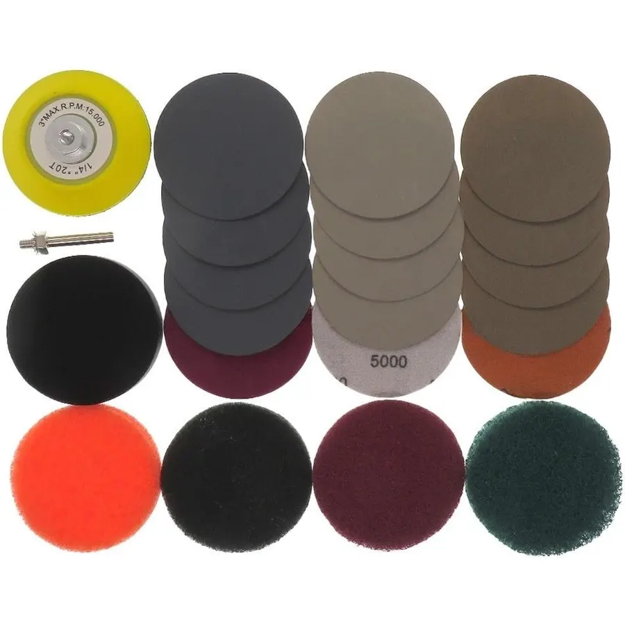 3 Inch 21 Piece Headlight Restoration Kit With Multi Grit Sanding Discs And Polishing Pads For Car Lens Repair Using Cordless Drill Tools To Remove Yellow Fog And Scratches For Clear Vision Safety