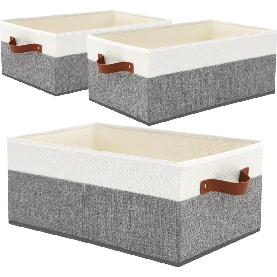 3 Pack Large Capacity Storage Bins Closet Organizer for Shelves
