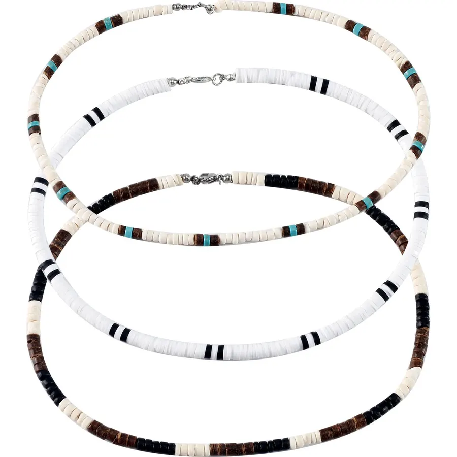 3 PCS Puka Shell Necklace for Men, Adjustable Surfer Necklace