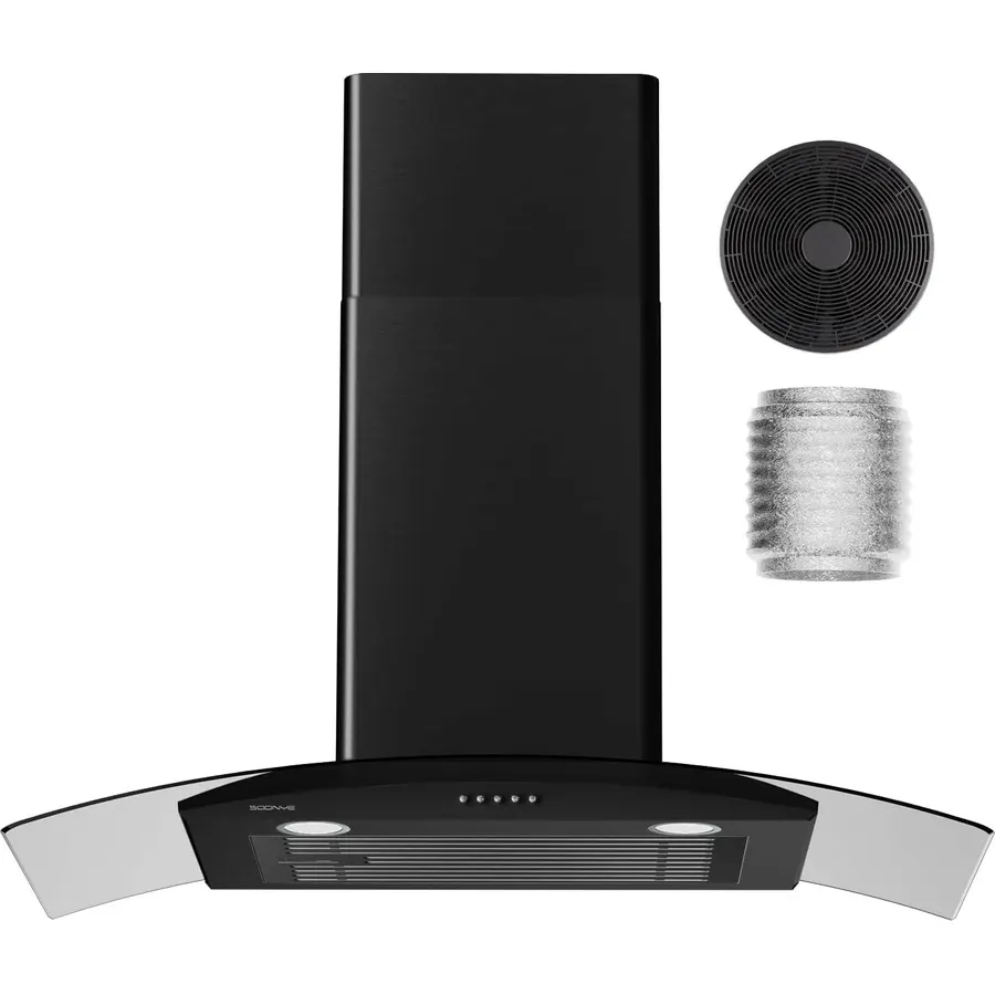 CAVALIERE Value-Focused 462 CFM Wall Mount Range Hood 30 Inch, 3-Year Warranty, Enhanced Stainless Steel, Ducted/Ductless Range Hood Convertible (Kit Included) LED Lights, Baffle Filter, Touch Control