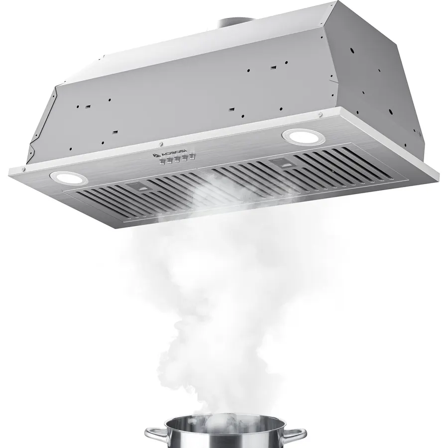 CIARRA 30 Inch Insert Range Hood, 650CFM Built-in Kitchen Stove Vent Hood, 3 Speed Push Button Control, 2 LED Lights & 5-Layer Reusable Aluminum Filters