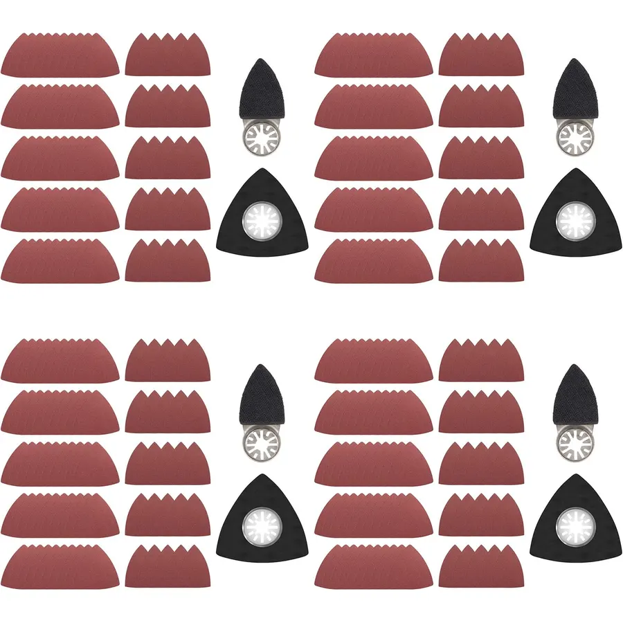 300 Pcs Oscillating Tool Sanding Pad Kit Aluminum Oxide Sandpaper Set with Triangle and Finger Sanding Pad for Wood Plastic Stone Glass(300 PCS)