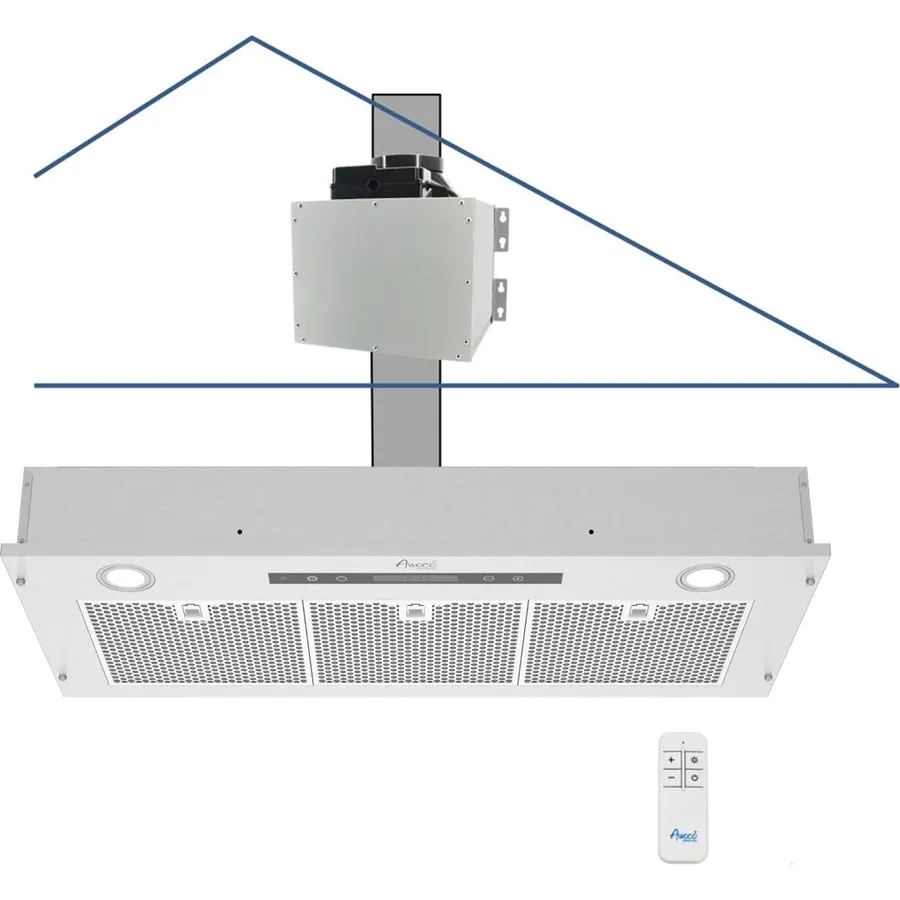 36"Wx15"D Split Insert Ceiling Mount Range Hood with 6" Remote Blower