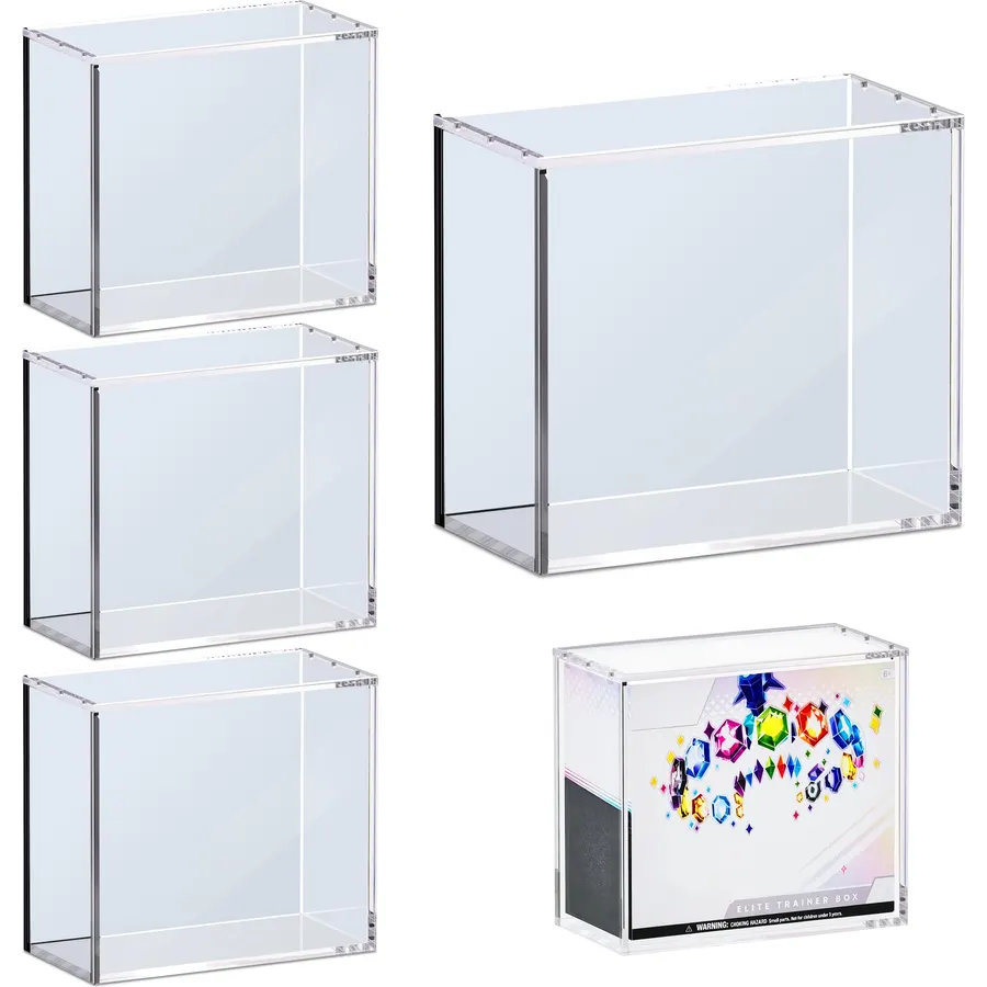8 PCS ETB Protector Case, 5mm ETB Acrylic Display Case, Clear Ultra Acrylic Boxes for Display Compatible with Elite Trainer Box, Dustproof and Waterproof Display Box