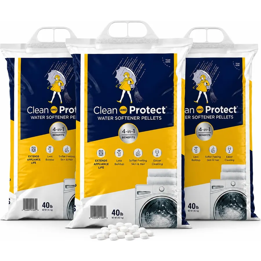 (3 Pack) - 40lb bags, Clean and Protect Water Softener Salt. Extends appliance Life; Reduces Hard Water Build Up