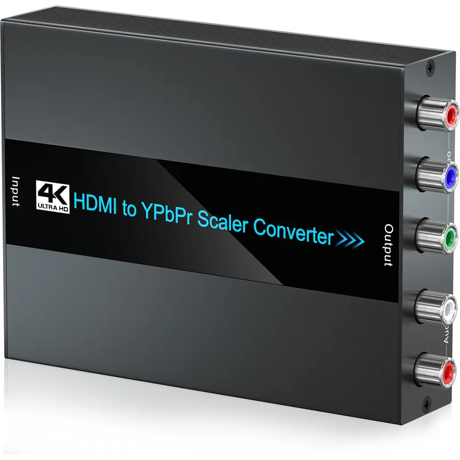 4K/60Hz HDMI to Component Converter with Scaler Function, HDMI to YPbPr Converter Support 480i/576i Component Out for HD Devices to Display on CRT TV with YPbPr