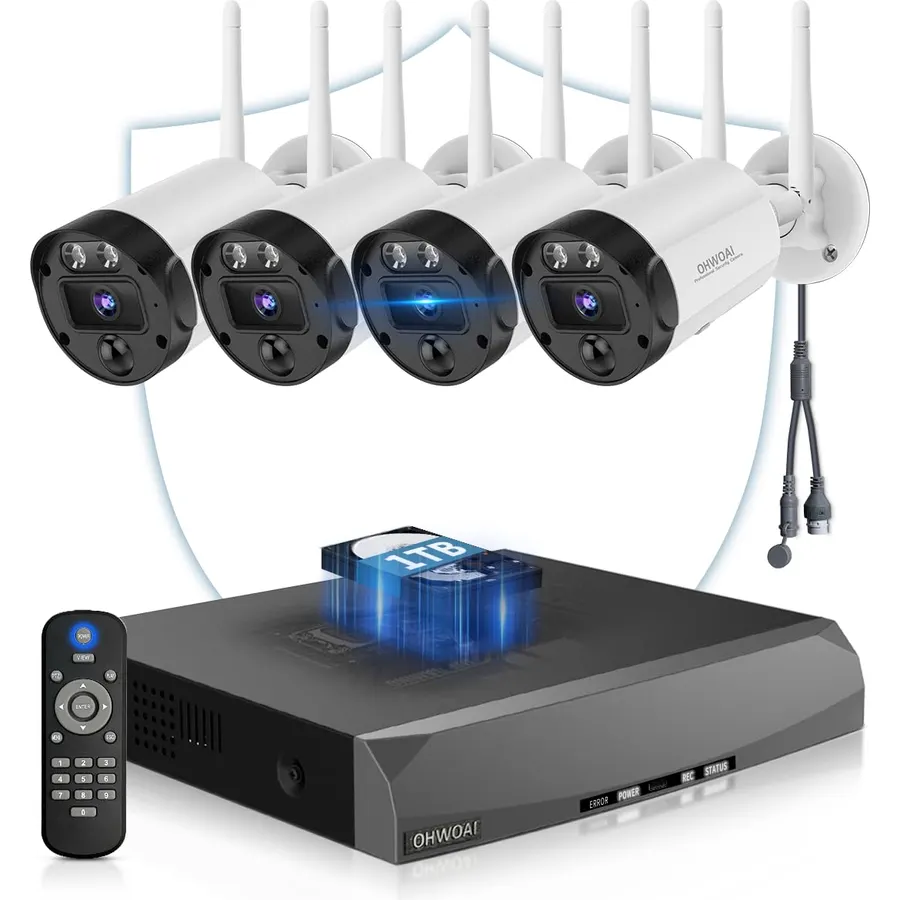 4K Security Cameras Wireless Outdoor, Home WiFi Video Surveillance System