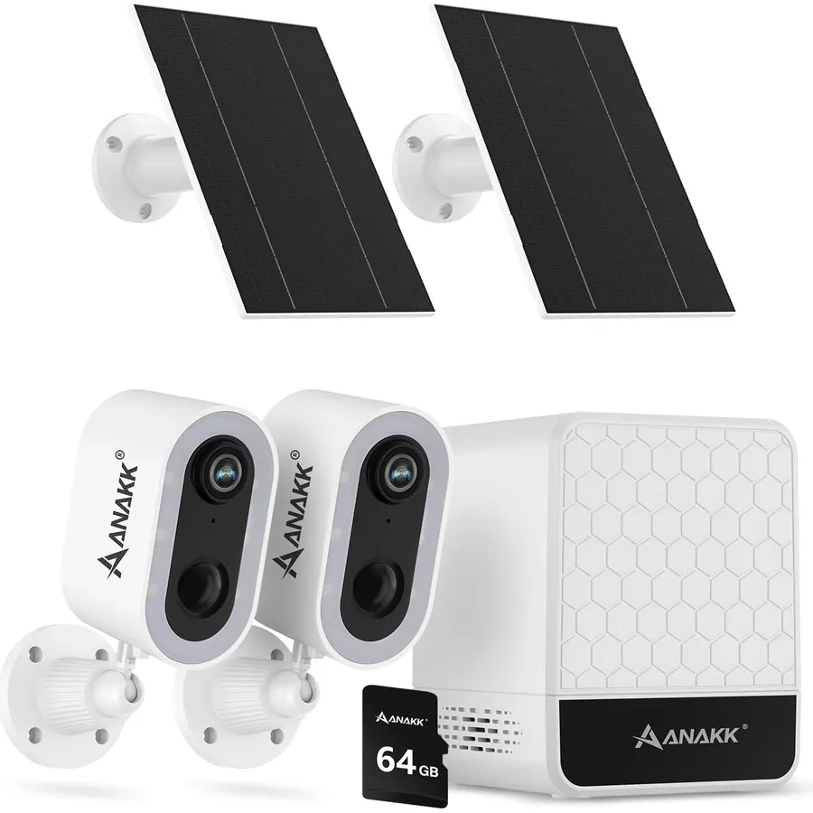 GNCC 2 Pack Solar Security Cameras Wireless Outdoor, 5G&2.4GHz WiFi, 2K HD