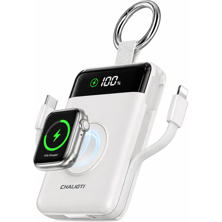 5000mAh Portable Charger w/Display,20W Power Bank&iWatch Charger