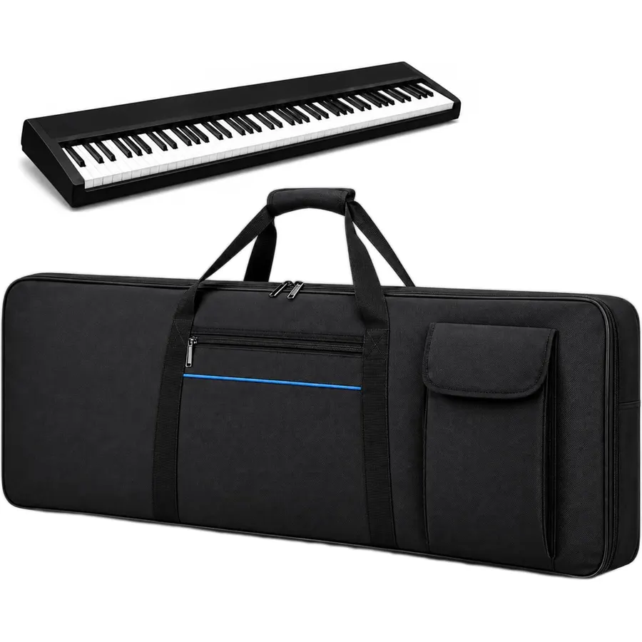 61 Key Keyboard Bag for Casio LK-S250, Padded Keyboard Carrying Case with Zipper, Shoulder Straps, Handle, Storage Pocket, Water-Resistant Oxford Fabric,S(94 x 33 x 12cm)
