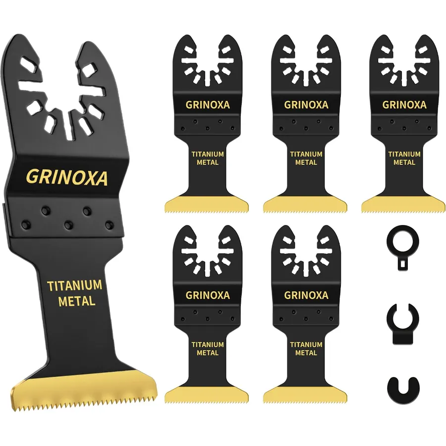 JTWEB 15PCS Titanium Oscillating Saw Blades, Multitool Blades Oscillating Tool Blade Metal Cutting for Wood Nails, Screws, Plastic, Multi Tool Blades Kits for Milwaukee Bosch Ryobi