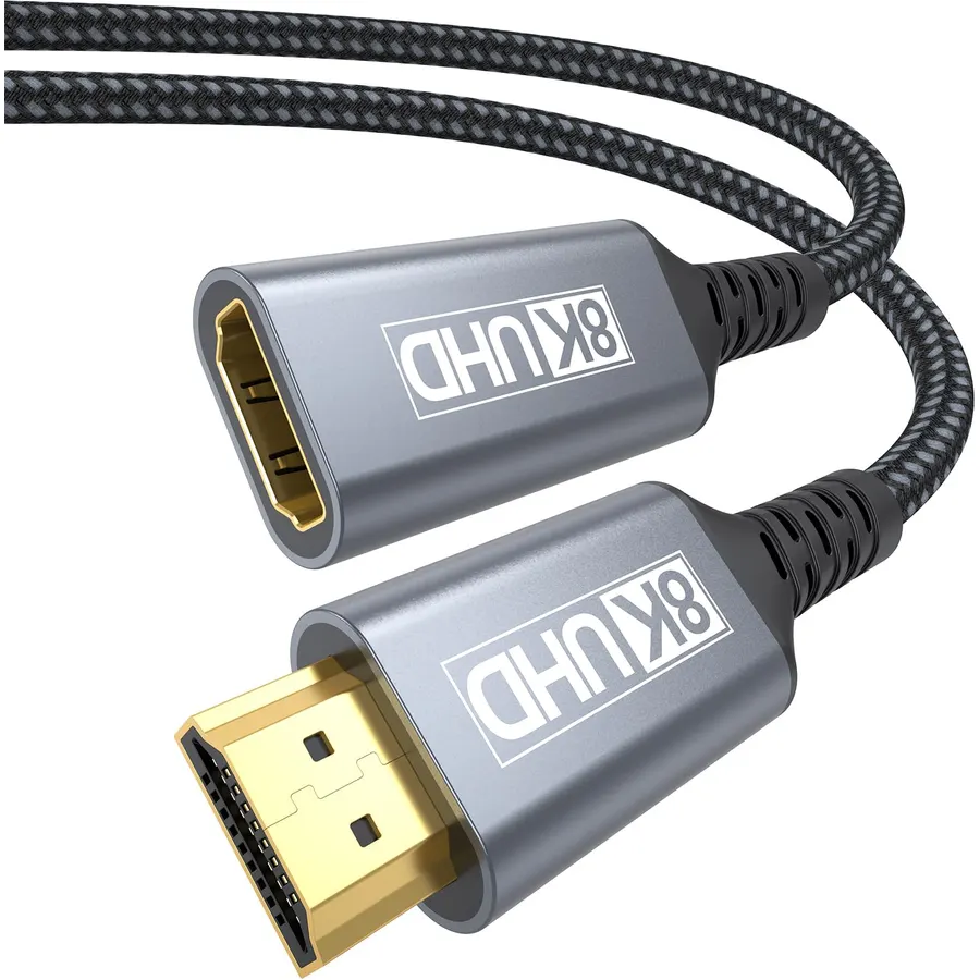 Poyiccot HDMI 90 Degree Adapter 8K, Up&Down, Left&Right, 90 Degree HDMI Adapter 48Gbps Male to Female Extension HDMI 2.1 Extender Support 8K@60Hz for Roku Stick, Wall TV, Laptop and PC, 4pcs