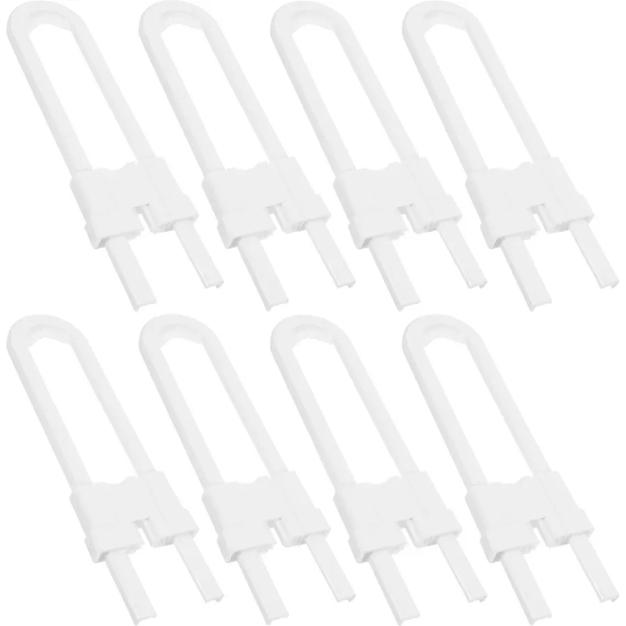 8pcs Sliding Childproof Safety Lock for Cabinets, White ABS U Shaped