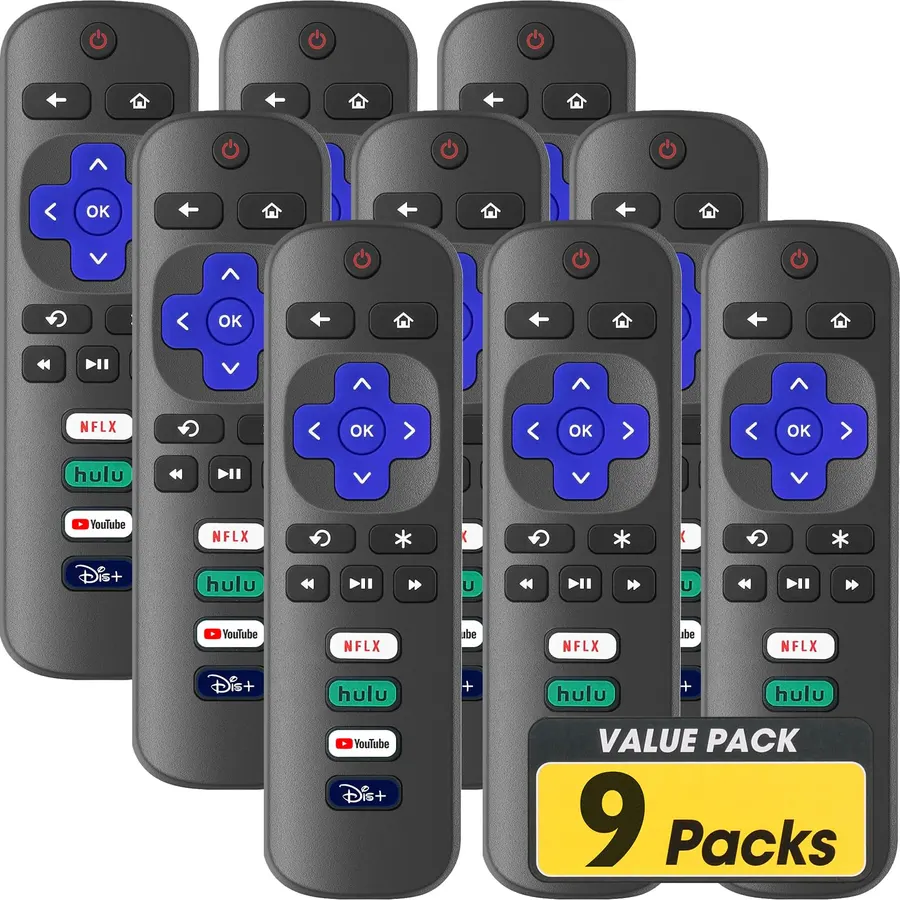 9 Pack Replacement Remote Control Only for Roku TV, Compatible with TCL Roku/Hisense Roku/Sharp/Philips/Onn Roku Smart TV(Not for Roku Stick and Box)