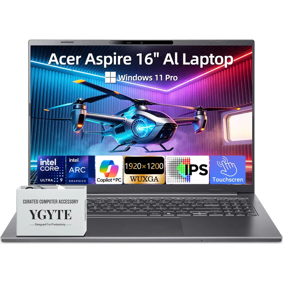 Acer Aspire 16 Inch Copilot+ Laptop, IPS 2K Touchscreen, Intel Core Ultra 9