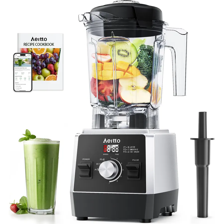 Aeitto Blenders for Kitchen 1800W Professional Countertop Blender, 68Oz Large Capacity Smoothie Blender with 3 Programs & 7 Speeds for Smoothies, Ice Crush, Frozen Drinks, Generation1 Black