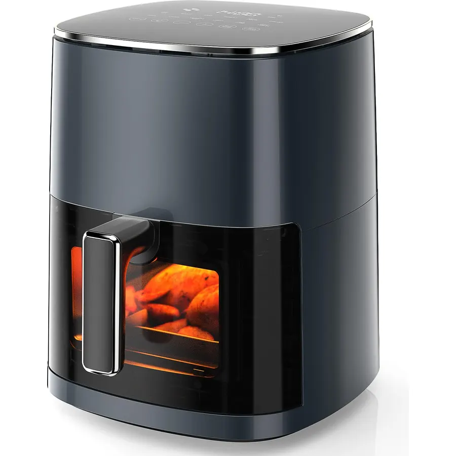 Air Fryer, 6QT Square Airfryer with Visual Window, 400°F Fast Heating Air Fryers Oven with Timer, Auto-Off, Non Toxic & Non Stick, Multiple 12 Modes for Roast, Bake, Dehydrate, Fry, Reheat