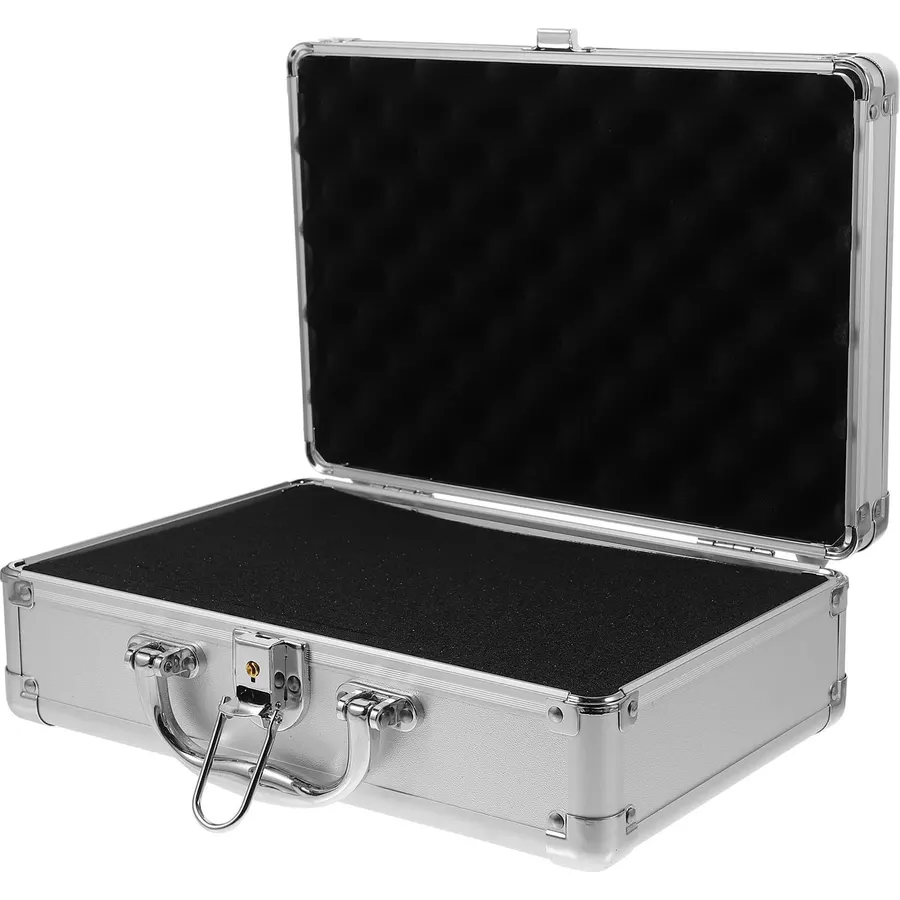 Aluminum Alloy Briefcase with Foam Inserts, Lockable Camera Storage Case