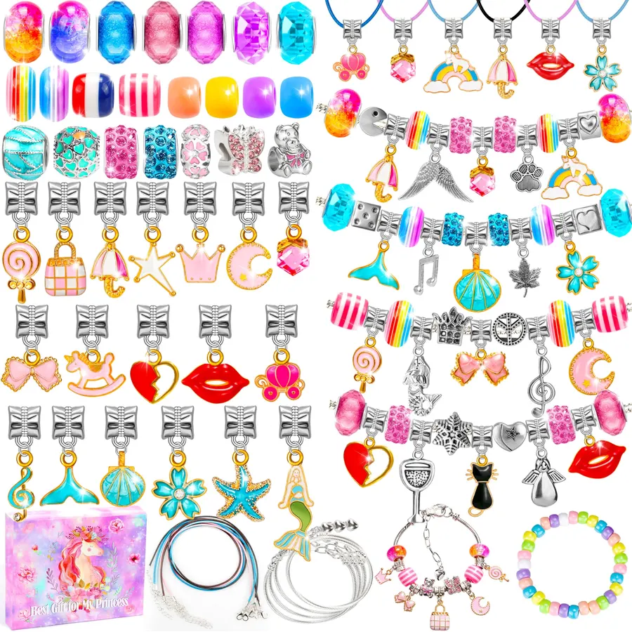 Funtopia 217PCS Charm Bracelet Making Kit, Jewelry Making Kit for Girl 8-12