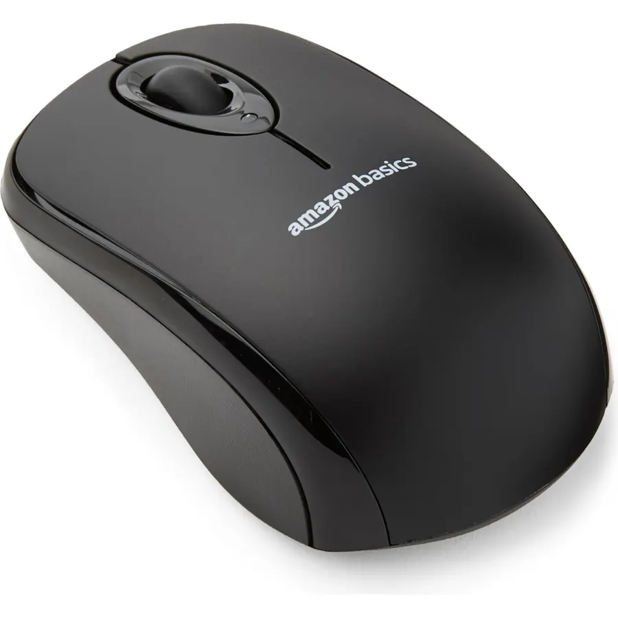 Amazon Basics 2.4 GHz Wireless Optical Computer Mouse with USB Nano Receiver, Portable, No Wires, Smooth Tracking, Multi-Device Compatibility, Black