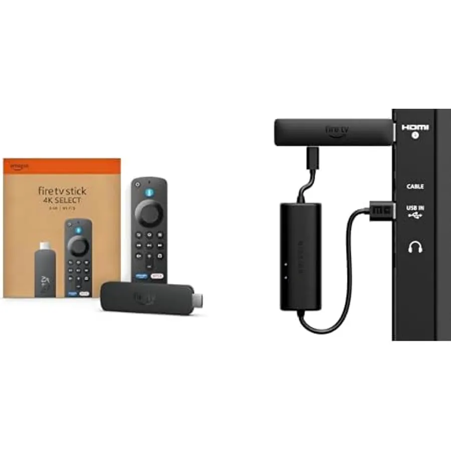 Amazon Fire TV Stick 4K Select Bundle with USB Power Cable - 4K Streaming, AI-Powered Search, Alexa+, Free & Live TV