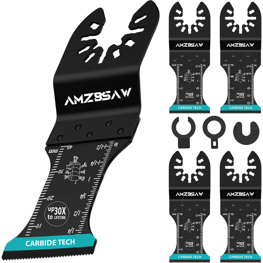 AMZBSAW 5PCS Carbide Oscillating Blades for Bolts, Screws & Metal
