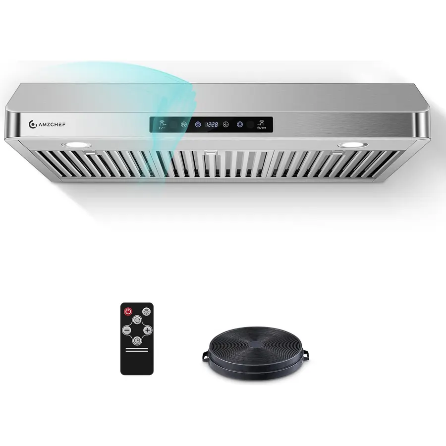 AMZCHEF 36" Under Cabinet Range Hood, 750CFM Stainless Steel Vent Hood