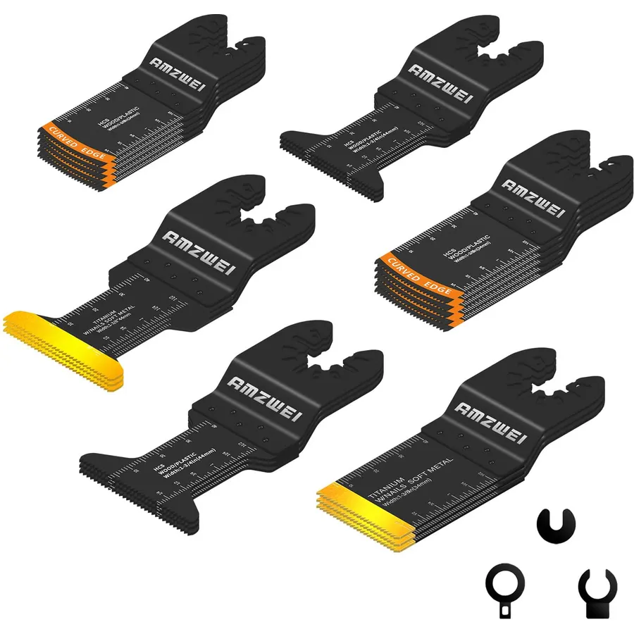 AMZWEI 22PCS Oscillating Tool Blades, 5 Types Titanium & HCS Blades