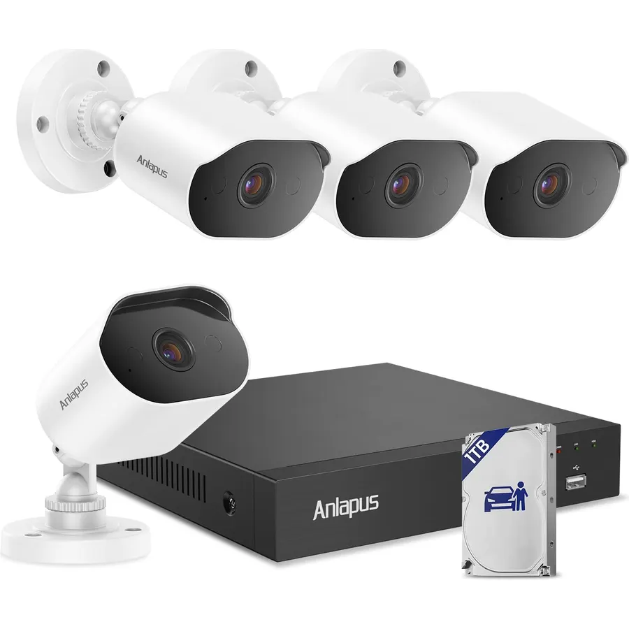 Solar Wireless Home Security Camera System Outdoor, 1TB HDD
