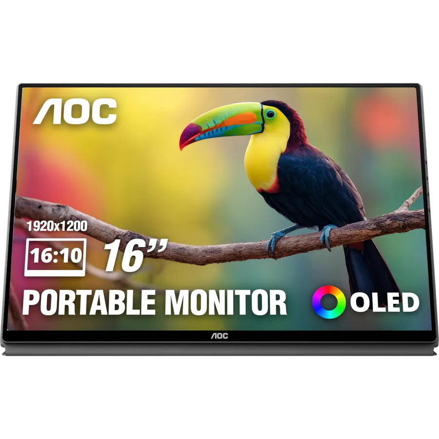 AOC 16 Inch Portable Monitor OLED WUXGA USB-C Mini HDMI Ultra Slim, 16T40D