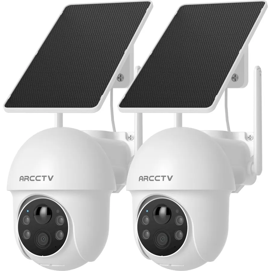 Dzees 2K Wireless Outdoor Security Cameras, 360° Pan Tilt Solar, 2 Pack